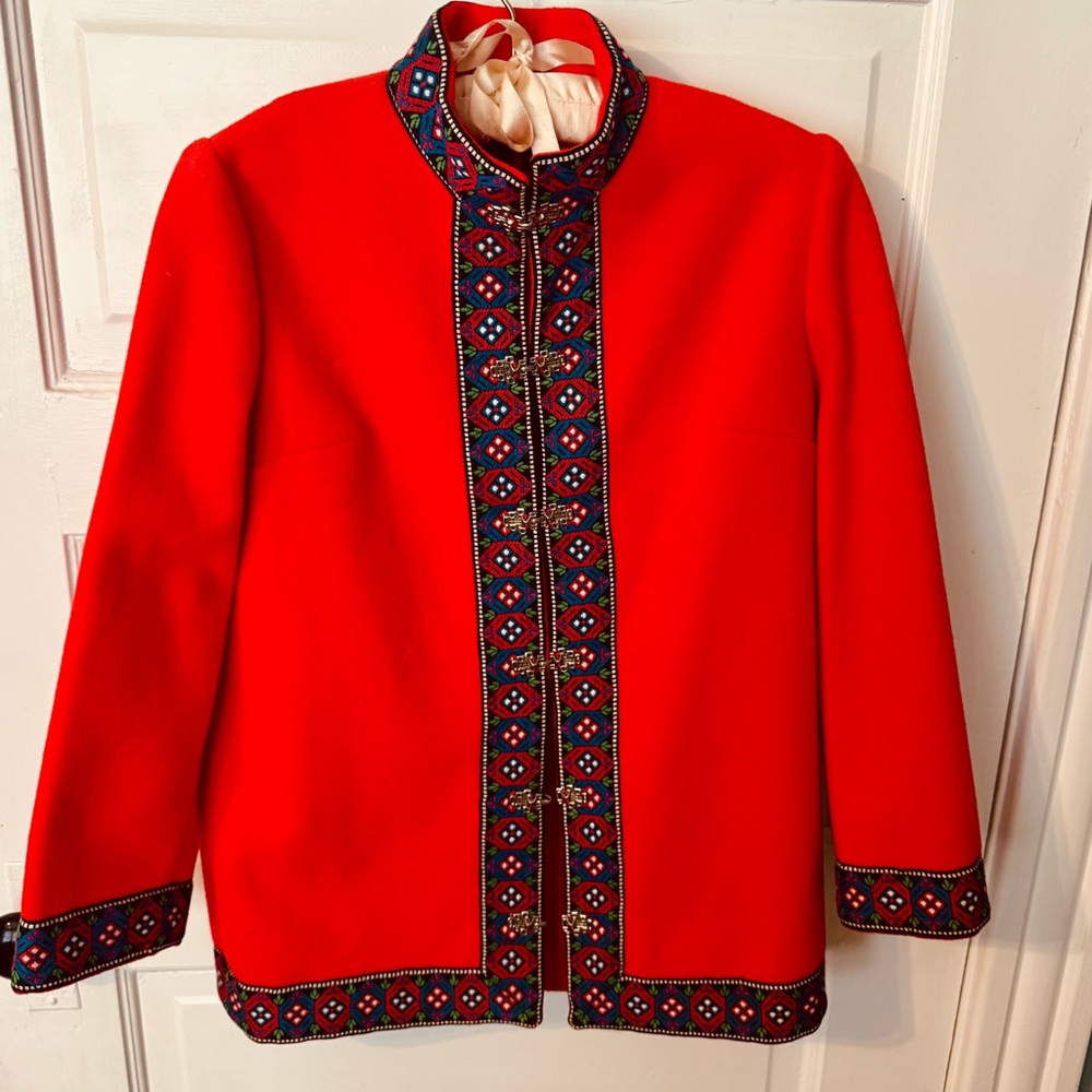Red Embroidered Women's Jacket